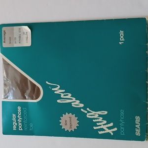 Sears vintage pantyhose smoke color hug-alon reinforced toe size average